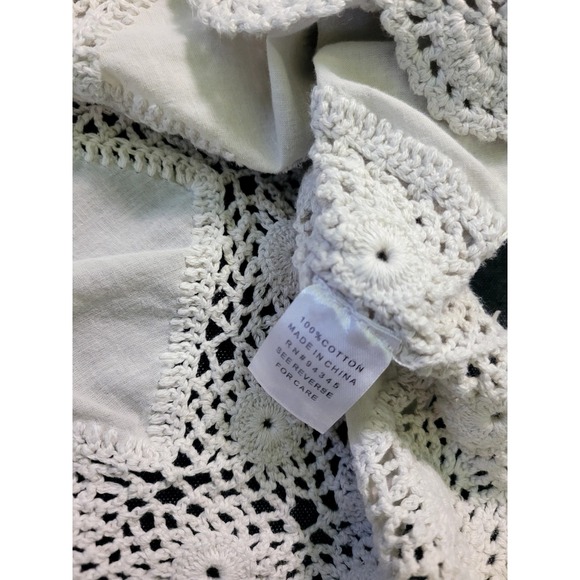 Boston Proper Ivory White Crochet Square Hippy Boho Long Sleeve Top Cover up S - Picture 8 of 15